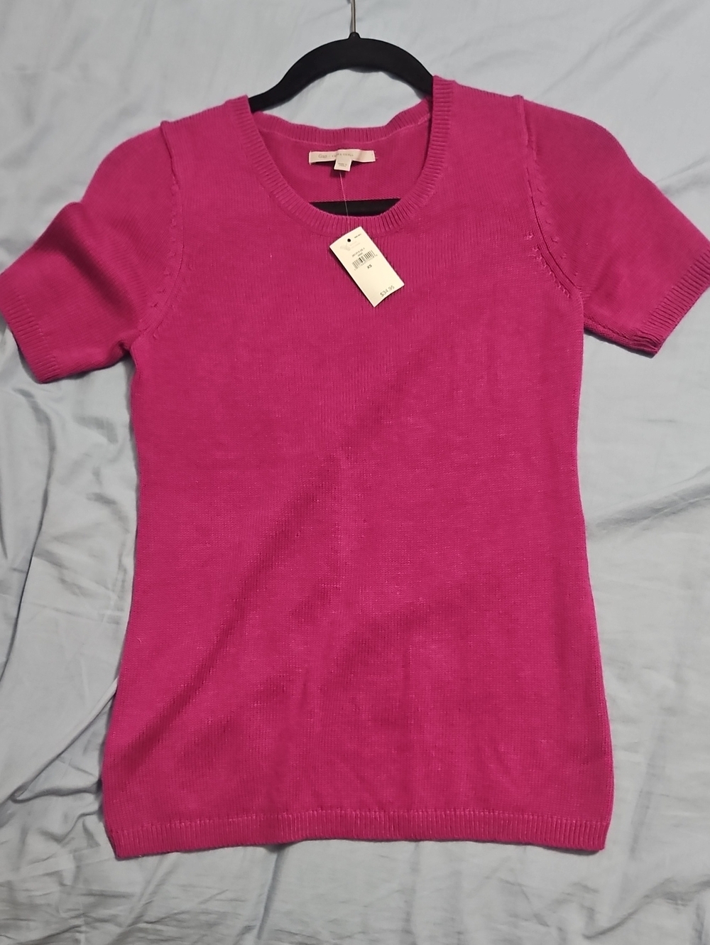 GAP Girls Short Sleeve Knit Top - Bright Pink